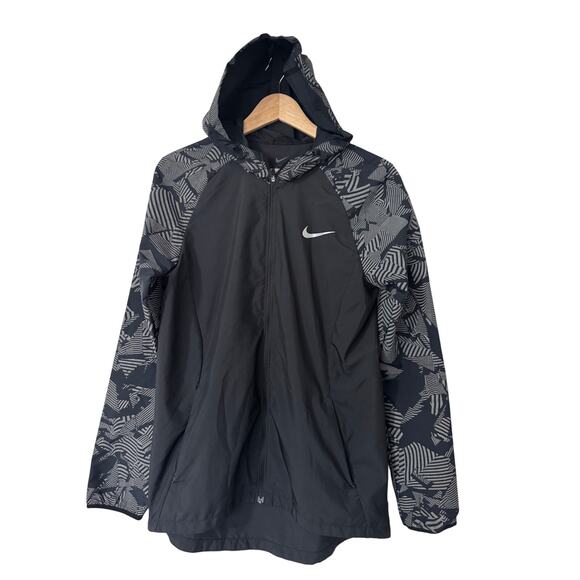 Nike Womens Night Flash Essential Hooded Jacket Black Reflective Size Small - Picture 2 of 6